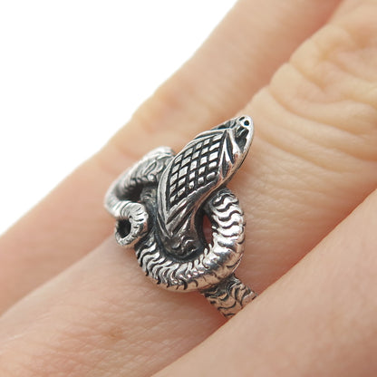 925 Sterling Silver Vintage Snake Oxidized Ring Size 6.25