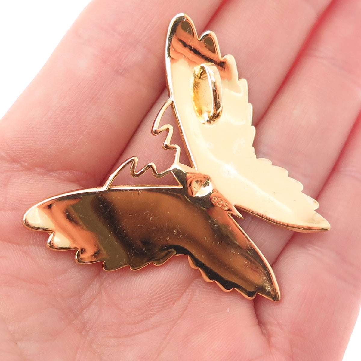 925 Sterling Silver Gold Plated Vintage Butterfly Pin Brooch