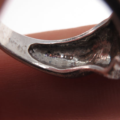 925 Sterling Silver Vintage Modernist Oxidized Ring Size 5.75
