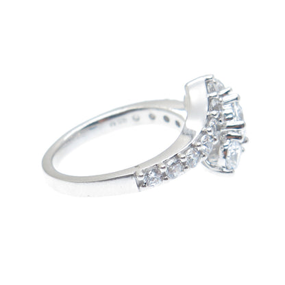 925 Sterling Silver Round-Cut C Z Bypass Ring Size 7