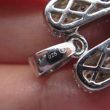 925 Sterling Silver Round-Cut C Z Sparkle Melted Letter V Initial Charm Pendant