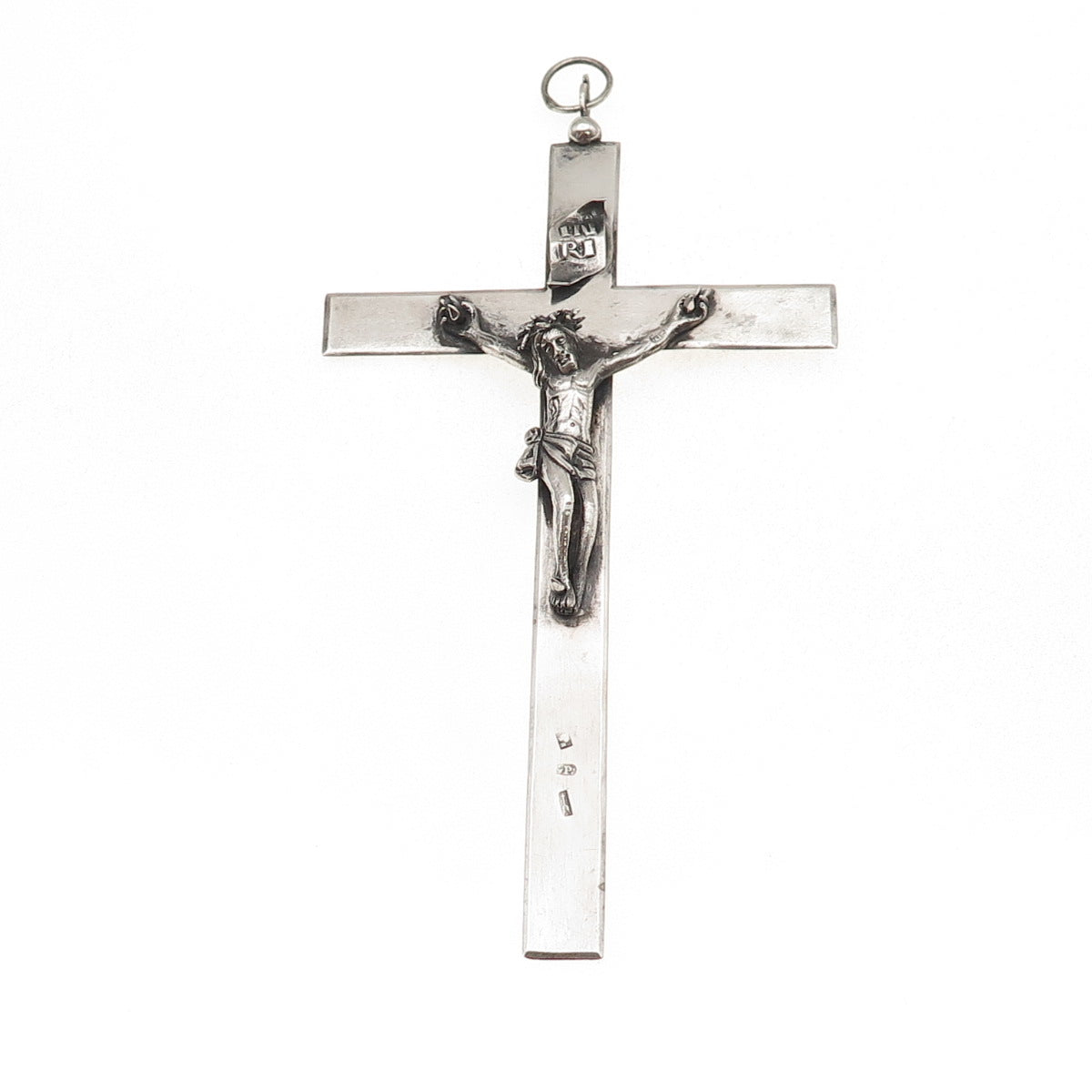 800 Silver Antique Victorian Italy Crucifix Cross Religious Large 46.6g Pendant