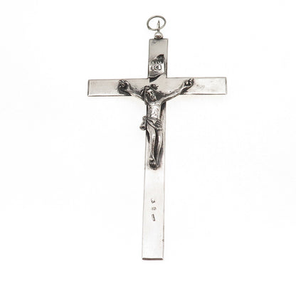 800 Silver Antique Victorian Italy Crucifix Cross Religious Large 46.6g Pendant