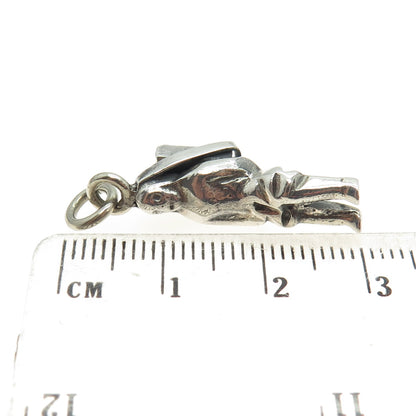 925 Sterling Silver Vintage Gold Miner 3D Charm Pendant