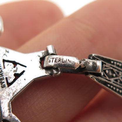 Ahrens Lucerne Sterling Antique Sapphire Marcasite Watch Pin (missing 2 stones)