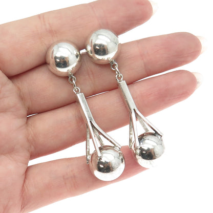 925 Sterling Silver Vintage Mexico Modernist Dangling Earrings