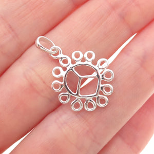 925 Sterling Silver Vintage Peace Symbol Ornate Charm Pendant