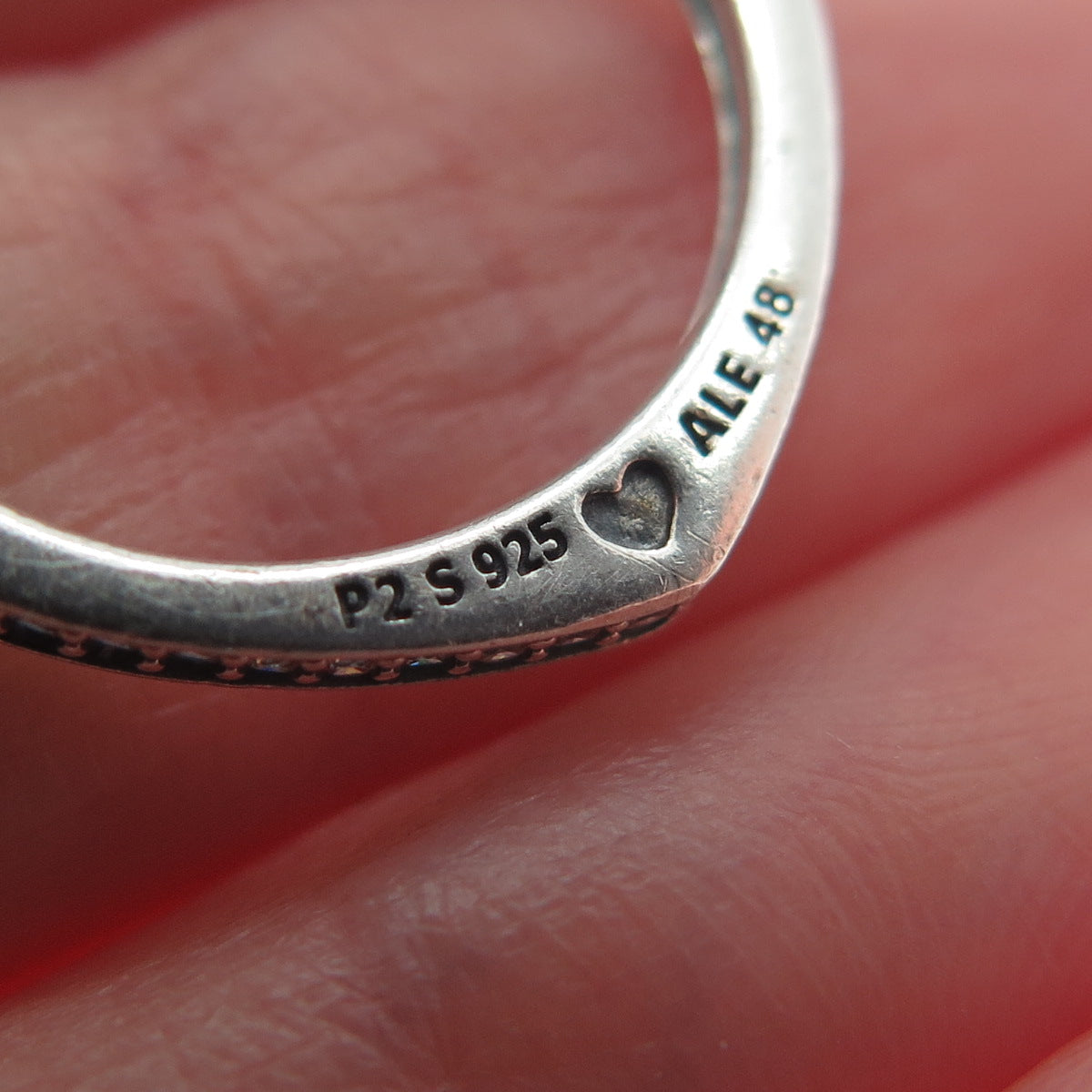 PANDORA 925 Sterling Silver Multi-Color Gem Heart Pendant / Ring Size 4.5