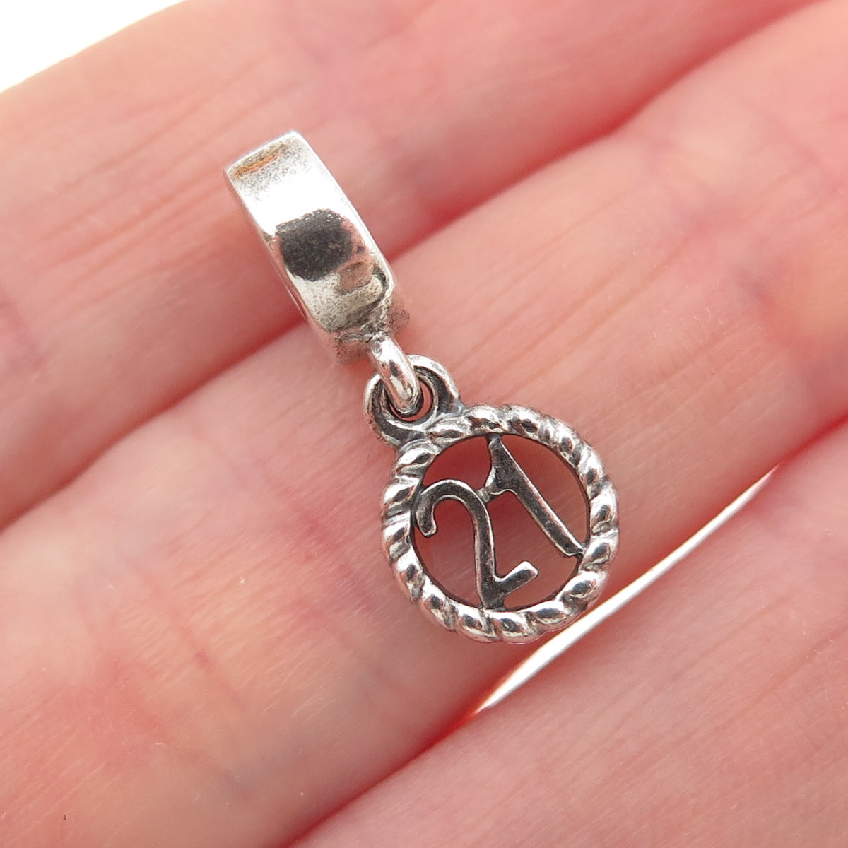 PANDORA 925 Sterling Silver 21st Birthday Dangle Charm