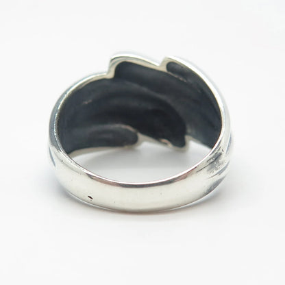 925 Sterling Silver Vintage Ribbed Ring Size 6.75