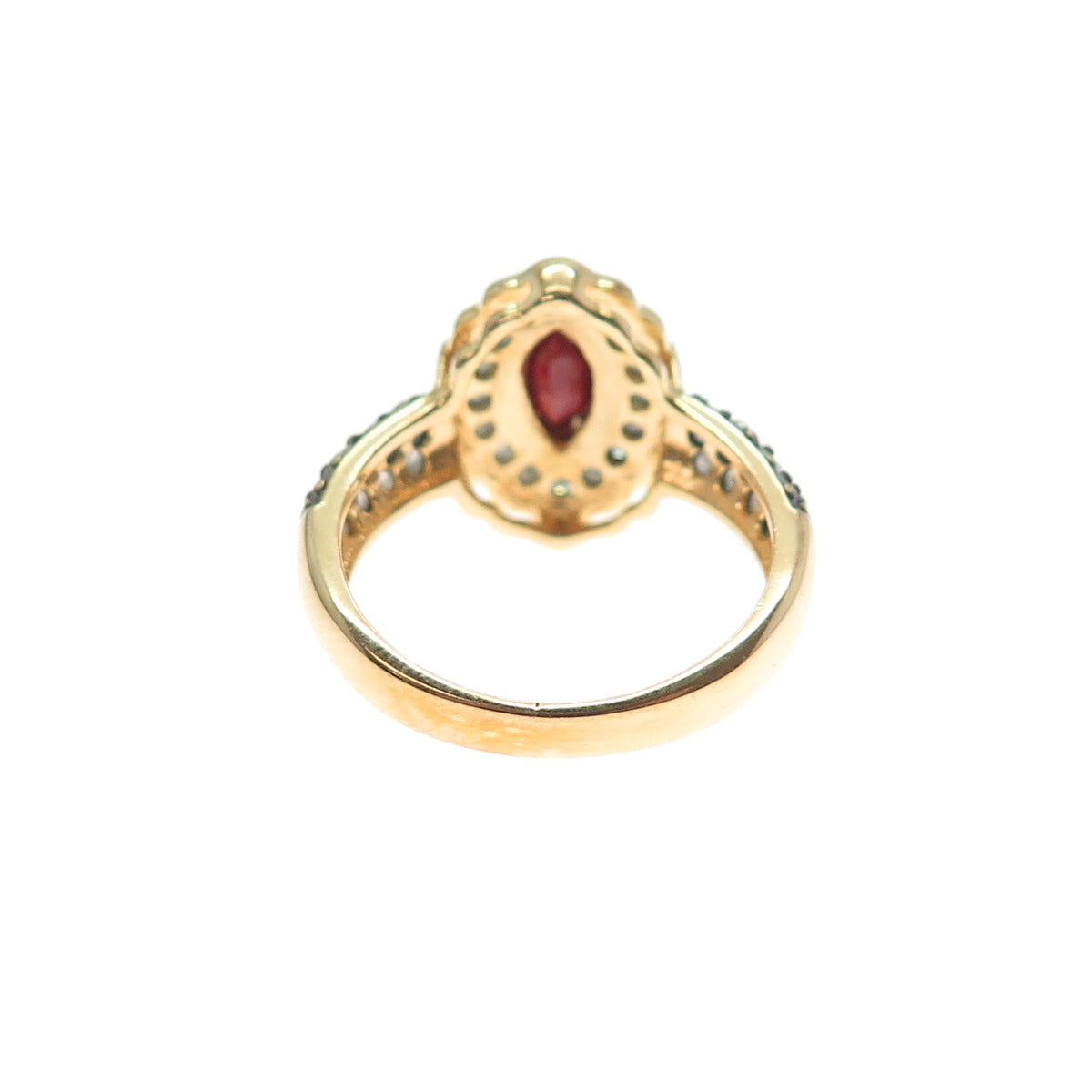925 Sterling Silver Gold Plated Real Round-Cut Diamond & Ruby Ring Size 7.25