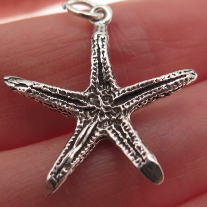 SUNWEST 925 Sterling Silver Vintage Starfish Oxidized Charm Pendant