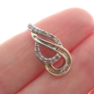 925 Sterling Silver Gold Plated Real Diamond Teardrop Minimalist Charm Pendant