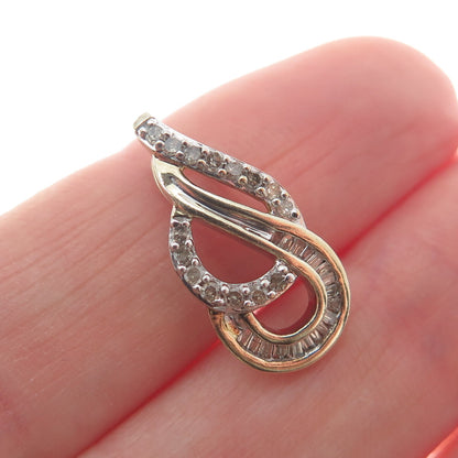 925 Sterling Silver Gold Plated Real Diamond Teardrop Minimalist Charm Pendant