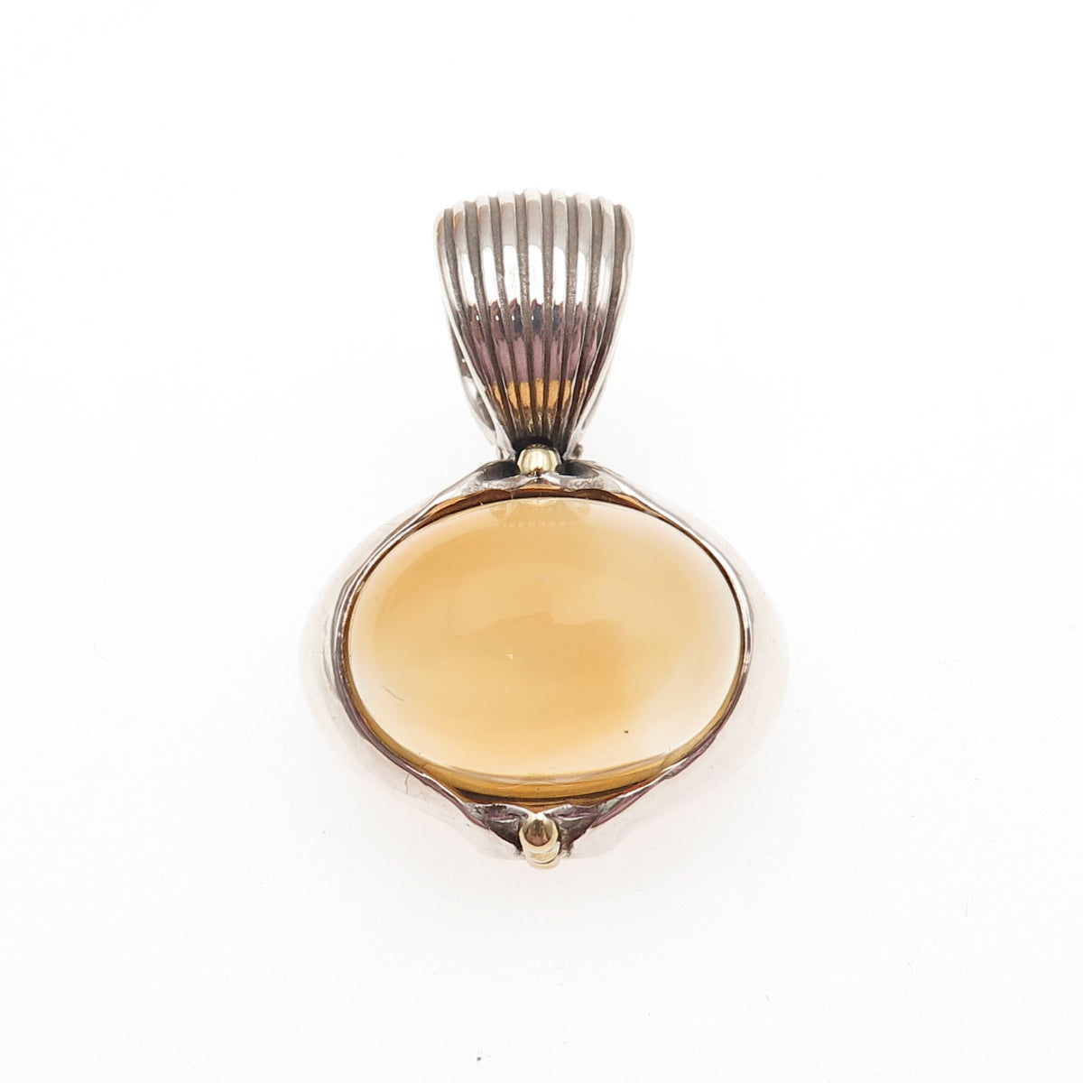 LAGOS Caviar 925 Sterling Silver 18K Gold Vintage Real Citrine Modernist Pendant