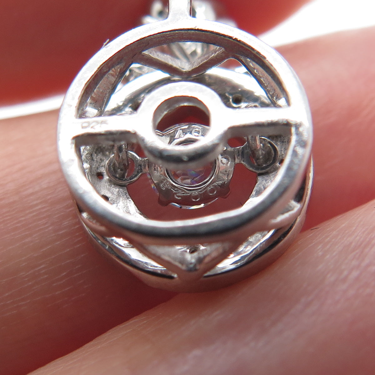 925 Sterling Silver Round-Cut C Z Rose Flower Minimalist Charm Slide Pendant