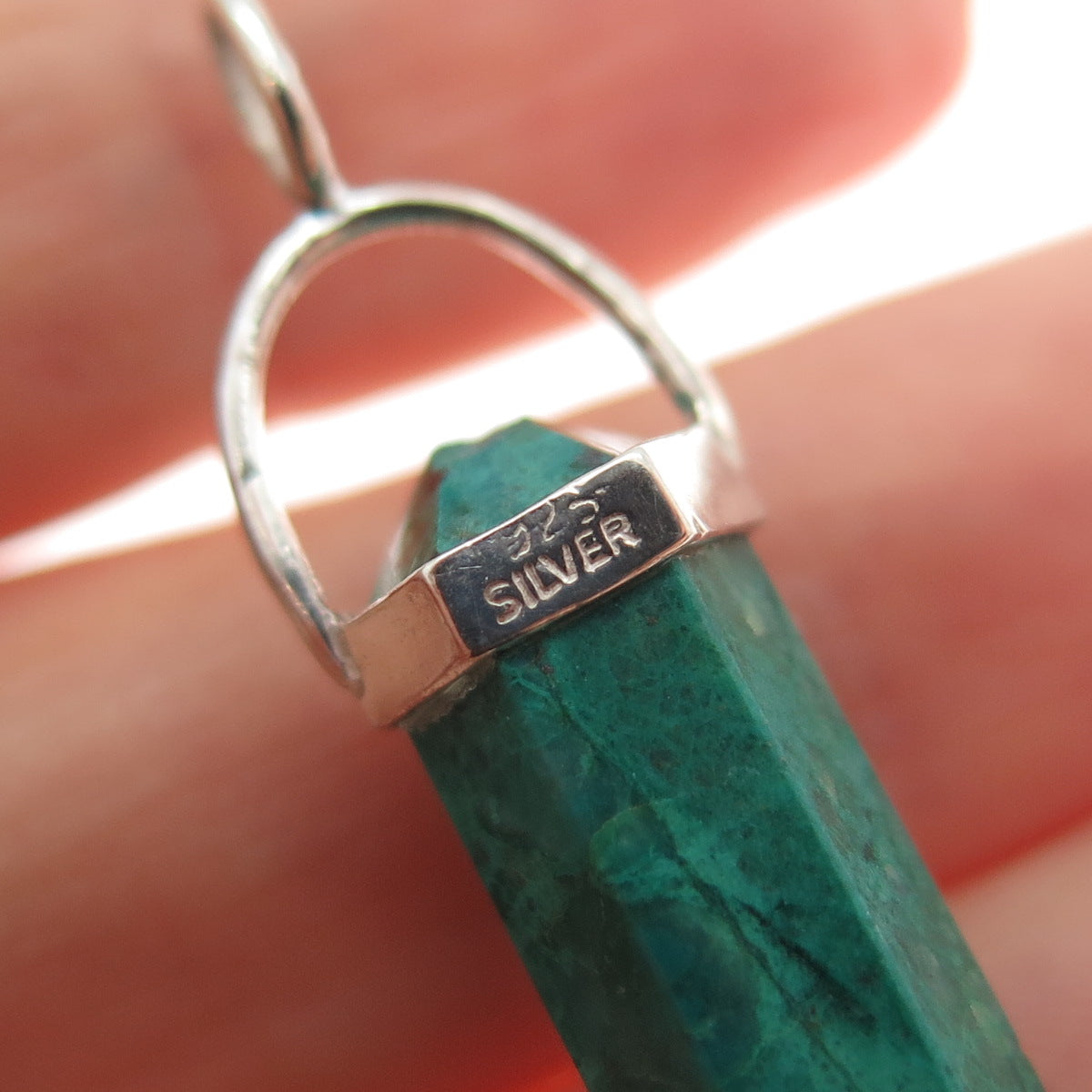 925 Sterling Silver Vintage Real Azurite Amulet Charm Pendant