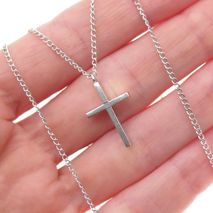 B.A. Ballou 925 Sterling Silver Vintage Cross Curb Chain Necklace 18"