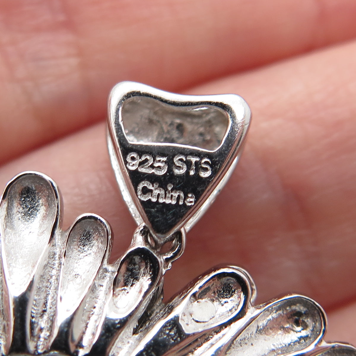 CHUCK CLEMENCY Sterling Silver 3-Tone Real Fire Quartz C Z Flower Heart Pendant