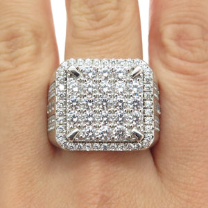 925 Sterling Silver Pave C Z Domed Ring Size 12.25