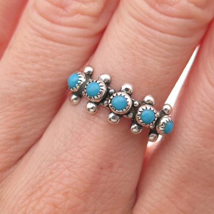 Bell Trading Post Old Pawn 925 Sterling Vintage Turquoise Snake Eye Ring Size 8