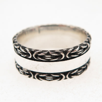 925 Sterling Silver Vintage Byzantine Oxidized Band Ring Size 10.25