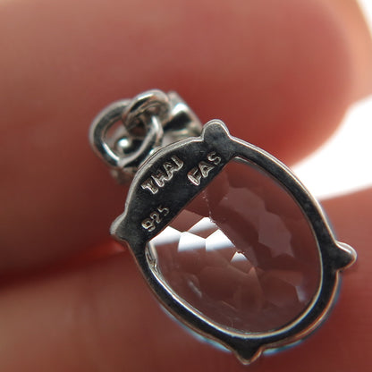 925 Sterling Silver Real Diamond & Blue Topaz Minimalist Charm Pendant