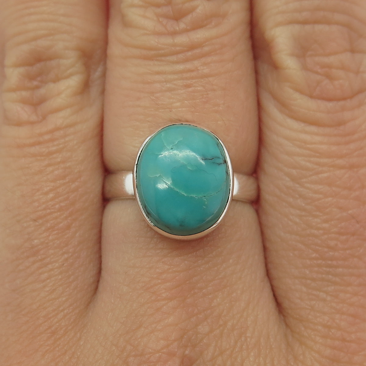 925 Sterling Silver Vintage Real Kingman Turquoise Ring Size 7.25