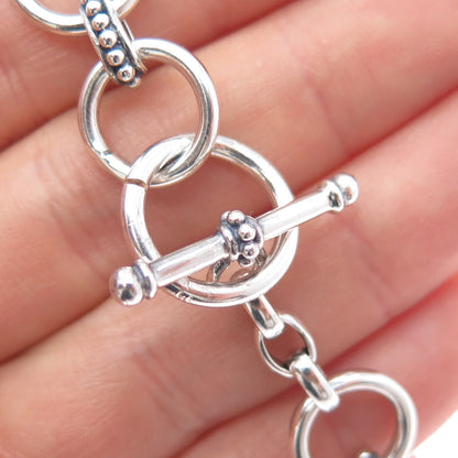 SAMUEL BENHAM Sterling Silver Vintage Real Amethyst & Blue Topaz Bracelet 7.25"