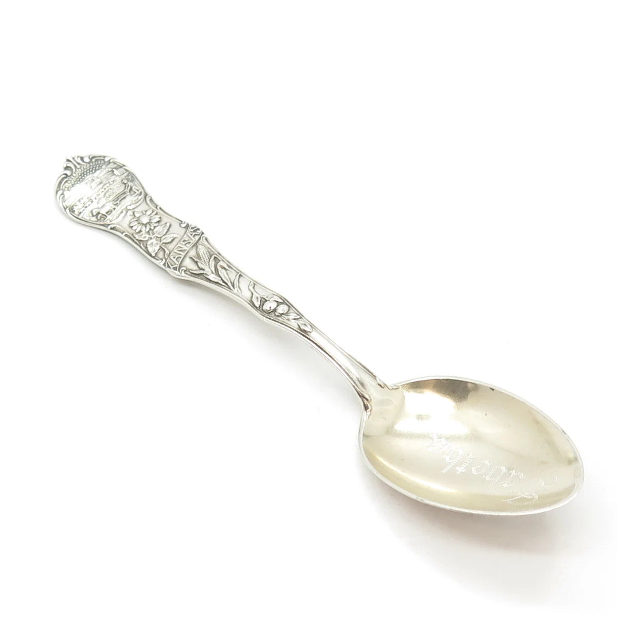 925 Sterling Silver Antique Art Deco Mechanics Co. Kansas States & Cities Spoon
