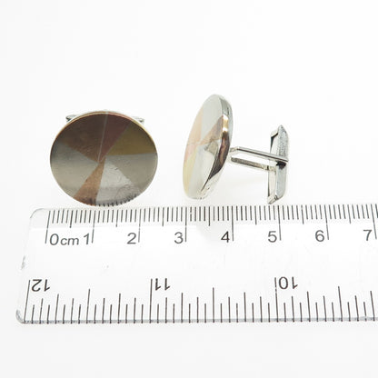 925 Sterling Silver 3-Tone Vintage Mexico Modernist Cufflinks #200