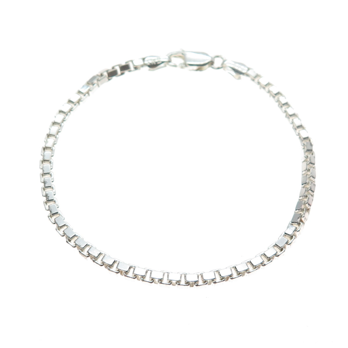 925 Sterling Silver Vintage Italy Box Link Bracelet 6.75"