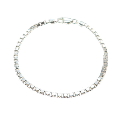 925 Sterling Silver Vintage Italy Box Link Bracelet 6.75"