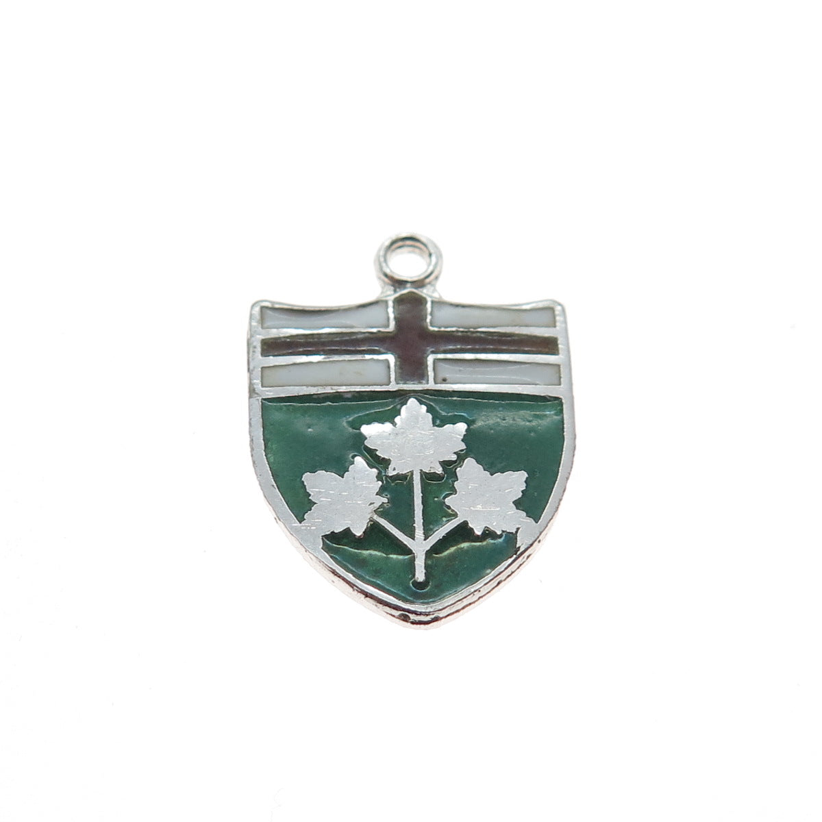 925 Sterling Silver Vintage Enamel Coat of Arms of Ontario Canada Mini Pendant