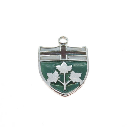 925 Sterling Silver Vintage Enamel Coat of Arms of Ontario Canada Mini Pendant