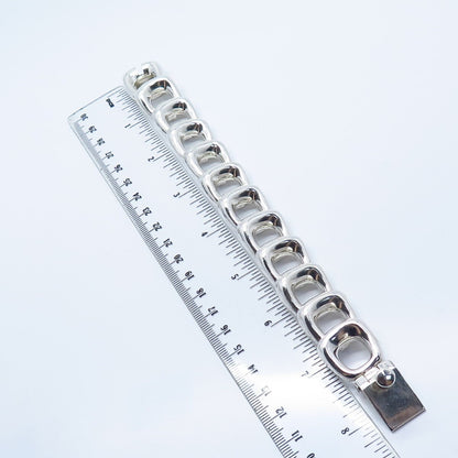 925 Sterling Silver Vintage Square Link Bracelet 7.25"