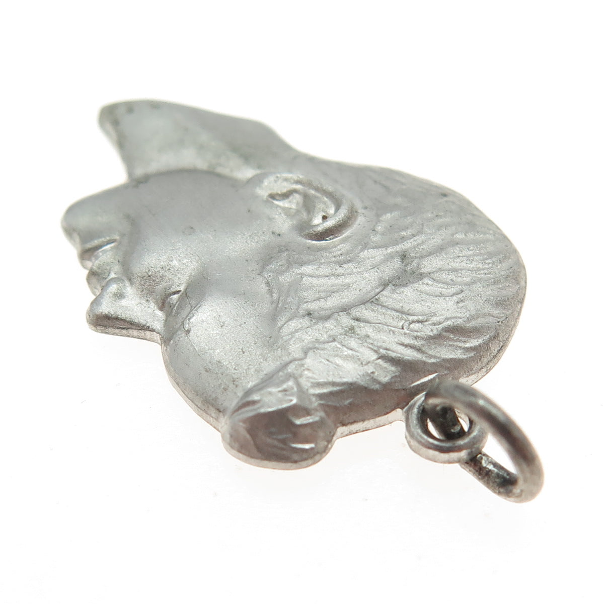 925 Sterling Silver Vintage Boy Face Profile Charm Pendant