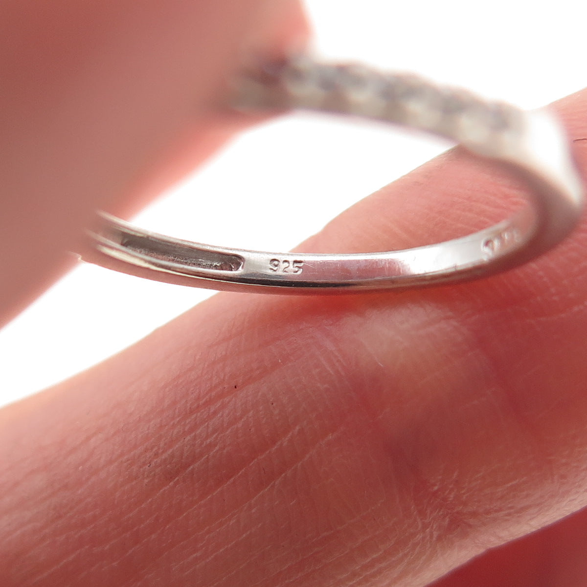 Seta 925 Sterling Silver Round-Cut C Z Half Eternity Stackable Band Ring Size 6