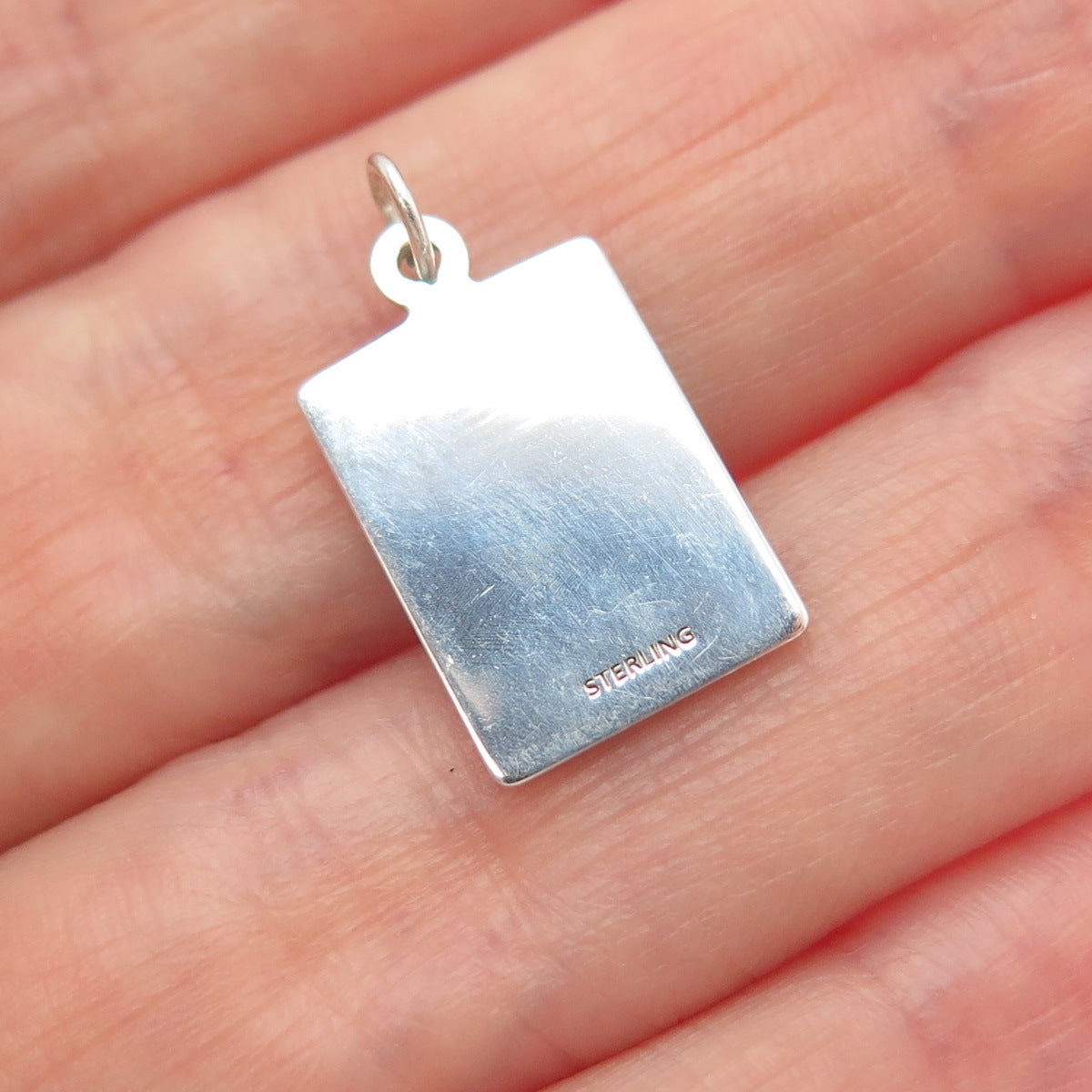 925 Sterling Silver Red Enamel Everybody Out!!! Minimalist Charm Pendant