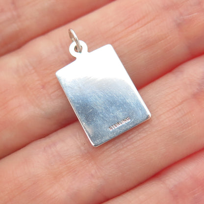 925 Sterling Silver Red Enamel Everybody Out!!! Minimalist Charm Pendant
