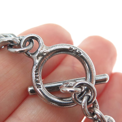 925 Sterling Silver Vintage Mexico Curb & Cuban Link Oxidized Bracelet 7"