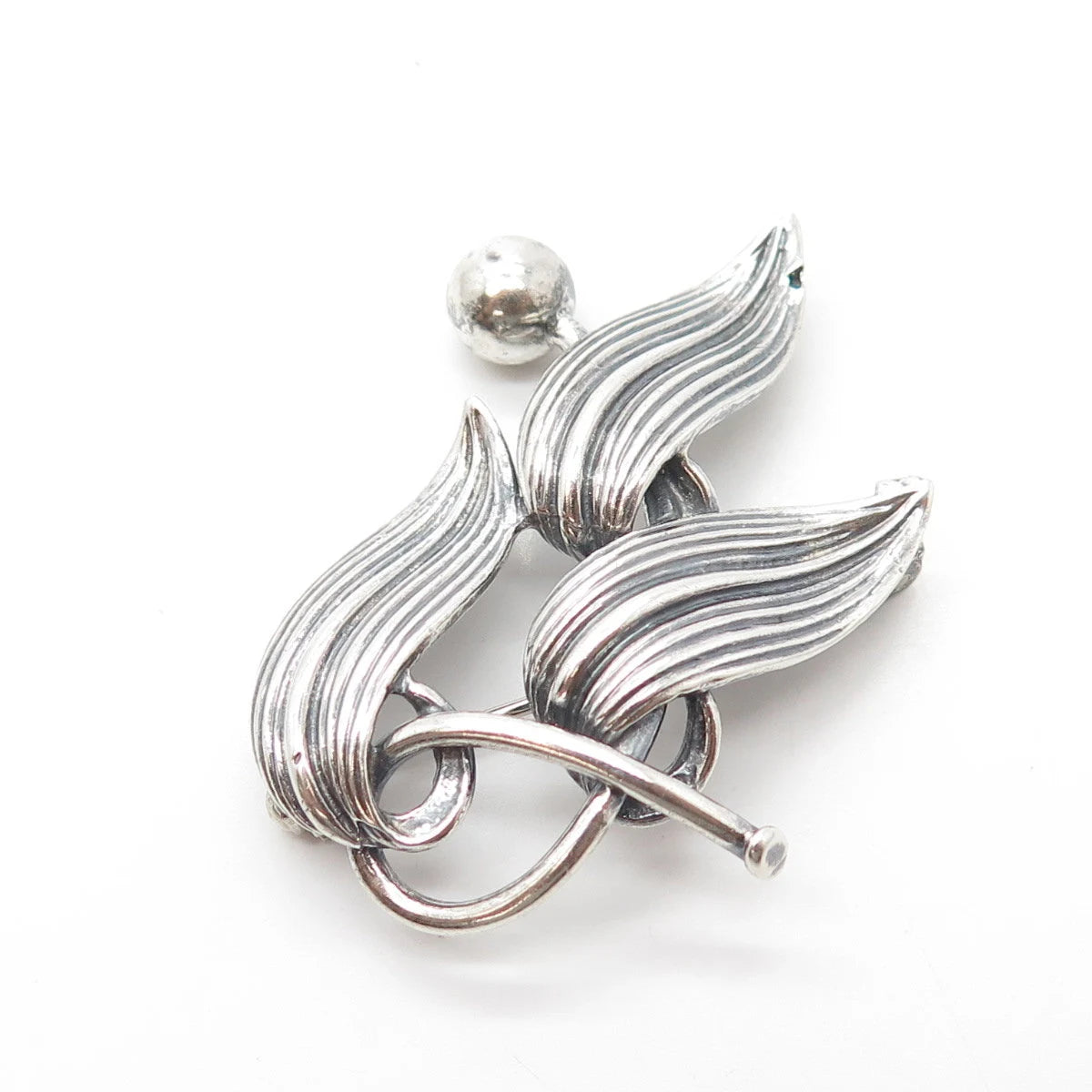 925 Sterling Silver Antique Art Deco Felchcraft Leaf Pin Brooch