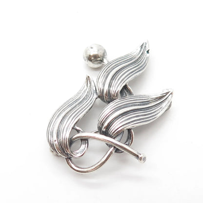 925 Sterling Silver Antique Art Deco Felchcraft Leaf Pin Brooch