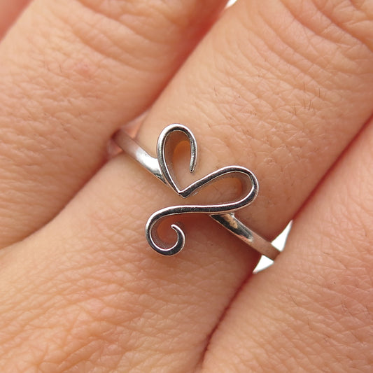 925 Sterling Silver Swirl Heart Ring Size 6.75