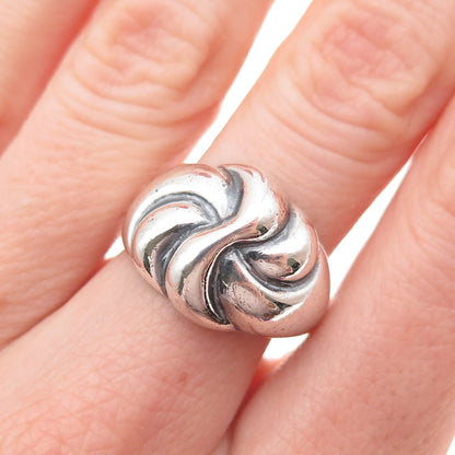 925 Sterling Silver Vintage Modernist Oxidized Ring Size 6.25