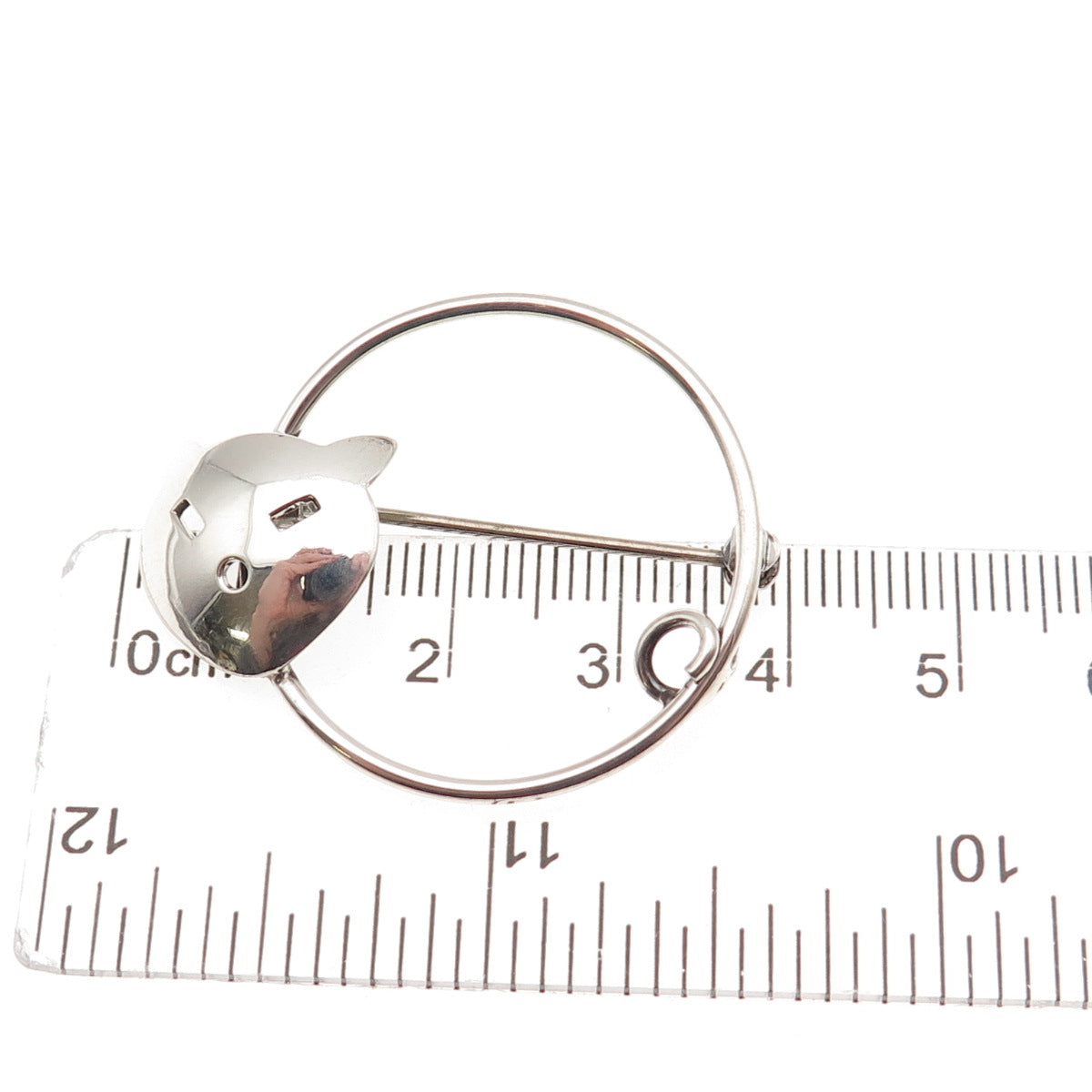 JewelArt 925 Sterling Silver Vintage Modernist Cat Oxidized Pin Brooch