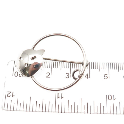 JewelArt 925 Sterling Silver Vintage Modernist Cat Oxidized Pin Brooch