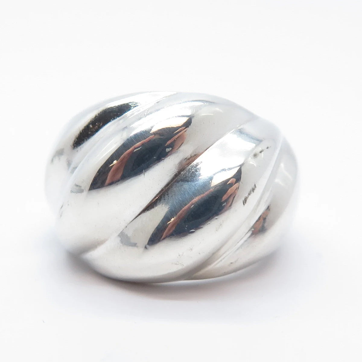 925 Sterling Silver Vintage Ribbed Ring Size 6.5