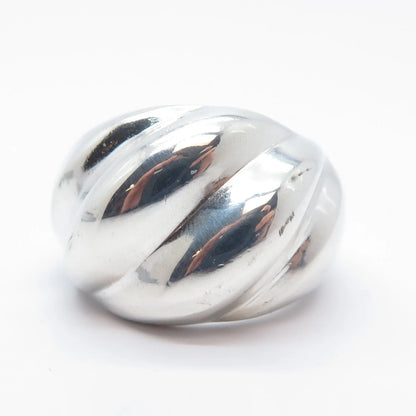 925 Sterling Silver Vintage Ribbed Ring Size 6.5