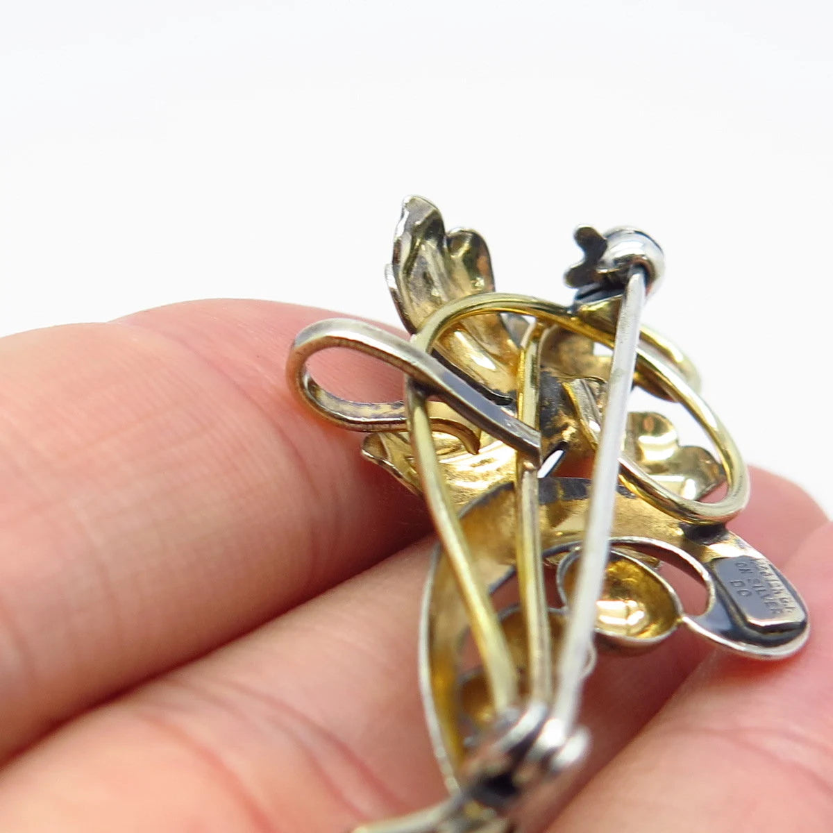 925 Sterling Silver 1/20 12K G.F. Vintage Floral in Brooch
